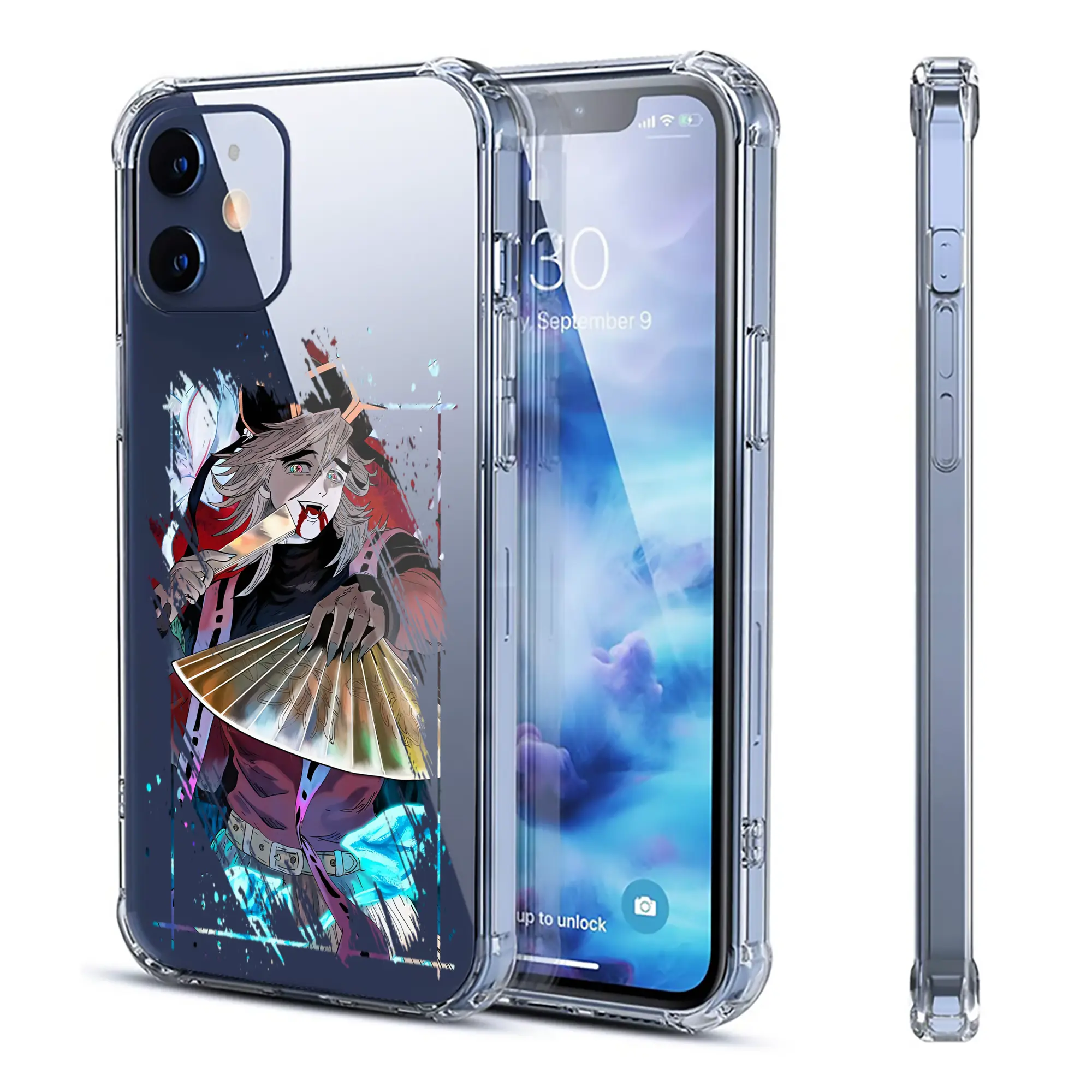 鬼滅の刃 グッズ,童磨 - IPhone 12シリーズ対応 ・ 透明スマホケース ・ クリアソフトケース ・ TPU素材 ・ 耐衝撃 ・ 高密着 ・ 防汚 防指紋 ・ 簡単着脱